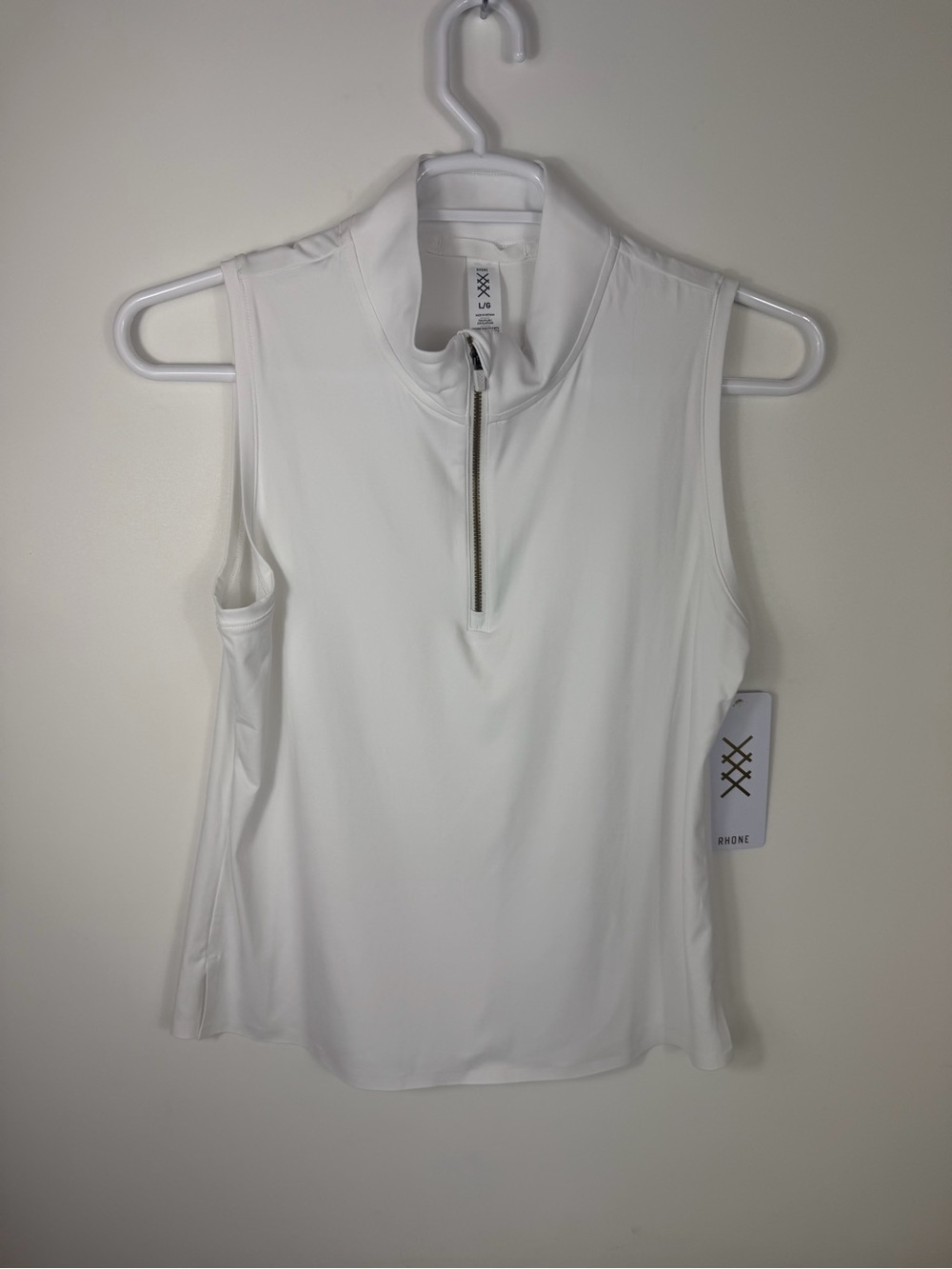Rhone court to course sleeveless White Zip Golf Top NEW!